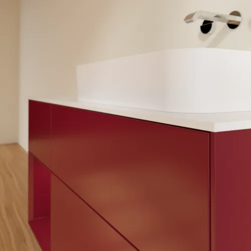Bild von VILLEROY BOCH Finion Waschbeckenunterschrank, mit Beleuchtung, 3 Auszüge, 1200 x 603 x 501 mm, Peony Matt Lacquer / Peony Matt Lacquer / Glass White Matt #F681HBHB