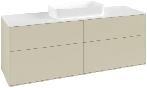 Obrázek VILLEROY BOCH Toaletní skříňka Finion, 4 výsuvy, 1600 x 603 x 501 mm, hedvábně šedý matný lak / sklo bílé matné #F73100HJ