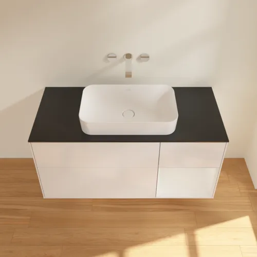 Bild von VILLEROY BOCH Finion Waschbeckenunterschrank, mit Beleuchtung, 3 Auszüge, 1200 x 603 x 501 mm, Glossy White Lacquer / Glossy White Lacquer / Glass Black Matt #F712GFGF