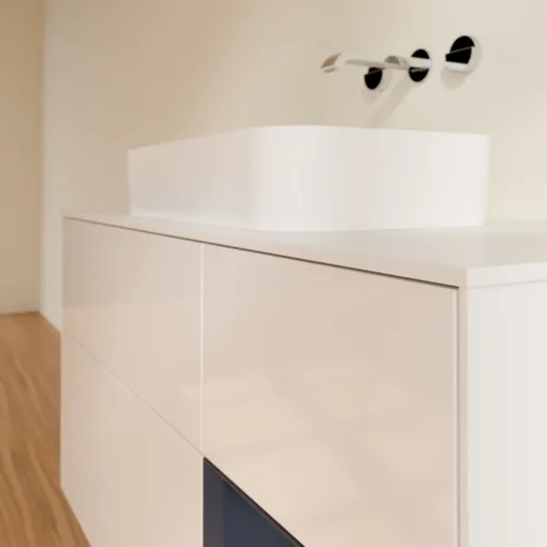 VILLEROY BOCH Finion Waschbeckenunterschrank, mit Beleuchtung, 3 Auszüge, 1200 x 603 x 501 mm, Glossy White Lacquer / Midnight Blue Matt Lacquer / Glass White Matt #F711HGGF, Bild 3