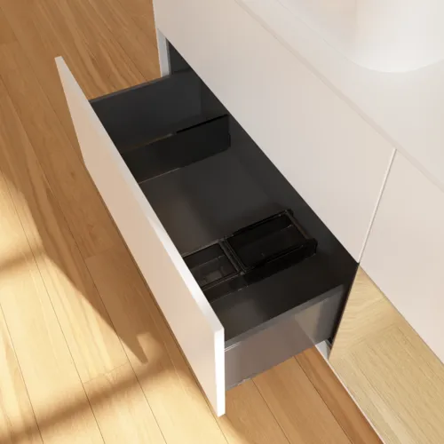 Bild von VILLEROY BOCH Finion Waschbeckenunterschrank, mit Beleuchtung, 3 Auszüge, 1200 x 603 x 501 mm, White Matt Lacquer / Oak Veneer / Glass White Matt #F691PCMT