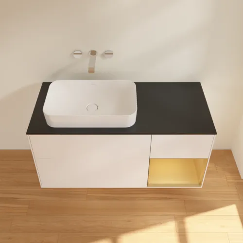 VILLEROY BOCH Finion Waschbeckenunterschrank, mit Beleuchtung, 3 Auszüge, 1200 x 603 x 501 mm, White Matt Lacquer / Gold Matt Lacquer / Glass Black Matt #F692HFMT, Bild 2