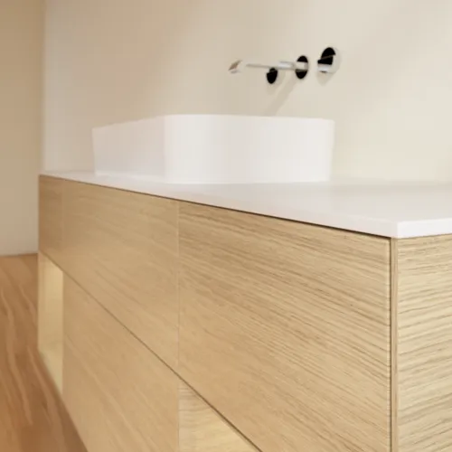VILLEROY BOCH Finion Waschbeckenunterschrank, mit Beleuchtung, 4 Auszüge, 1600 x 603 x 501 mm, Oak Veneer / Oak Veneer / Glass White Matt #F741PCPC, Bild 6