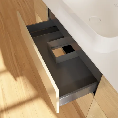 VILLEROY BOCH Finion Waschbeckenunterschrank, mit Beleuchtung, 4 Auszüge, 1600 x 603 x 501 mm, Oak Veneer / Oak Veneer / Glass White Matt #F741PCPC, Bild 8