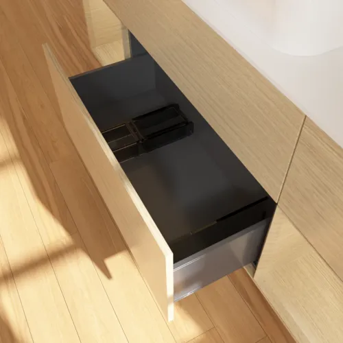 VILLEROY BOCH Finion Waschbeckenunterschrank, mit Beleuchtung, 4 Auszüge, 1600 x 603 x 501 mm, Oak Veneer / Oak Veneer / Glass White Matt #F741PCPC, Bild 7