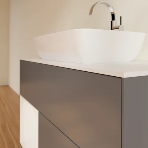 Bild von VILLEROY BOCH Finion Waschbeckenunterschrank, mit Beleuchtung, 2 Auszüge, 1000 x 603 x 501 mm, Anthracite Matt Lacquer / Glossy White Lacquer / Glass White Matt #F771GFGK