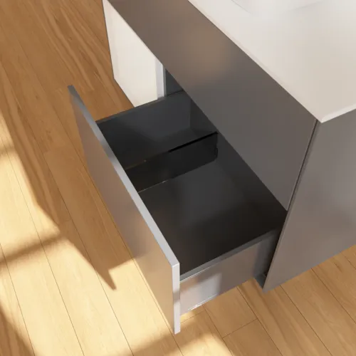 Bild von VILLEROY BOCH Finion Waschbeckenunterschrank, mit Beleuchtung, 2 Auszüge, 1000 x 603 x 501 mm, Anthracite Matt Lacquer / Glossy White Lacquer / Glass White Matt #F771GFGK