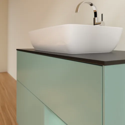 Bild von VILLEROY BOCH Finion Waschbeckenunterschrank, mit Beleuchtung, 2 Auszüge, 1000 x 603 x 501 mm, Olive Matt Lacquer / Olive Matt Lacquer / Glass Black Matt #F782GMGM