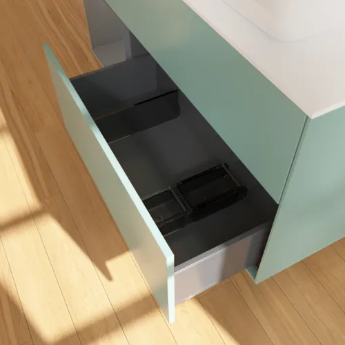 VILLEROY BOCH Finion Waschbeckenunterschrank, mit Beleuchtung, 3 Auszüge, 1200 x 603 x 501 mm, Olive Matt Lacquer / Anthracite Matt Lacquer / Glass White Matt #F801GKGM, Bild 6