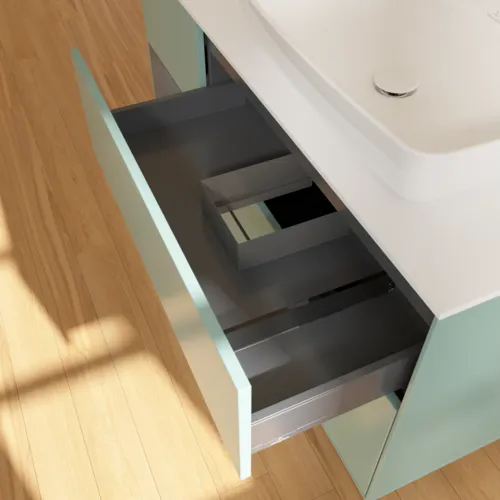 VILLEROY BOCH Finion Waschbeckenunterschrank, mit Beleuchtung, 3 Auszüge, 1200 x 603 x 501 mm, Olive Matt Lacquer / Anthracite Matt Lacquer / Glass White Matt #F801GKGM, Bild 7