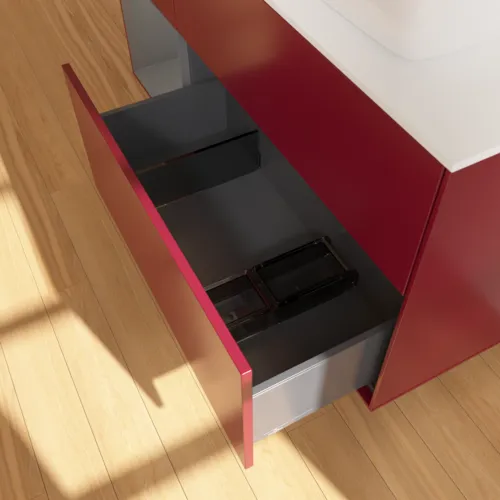 Bild von VILLEROY BOCH Finion Waschbeckenunterschrank, mit Beleuchtung, 3 Auszüge, 1200 x 603 x 501 mm, Peony Matt Lacquer / Anthracite Matt Lacquer / Glass White Matt #F801GKHB