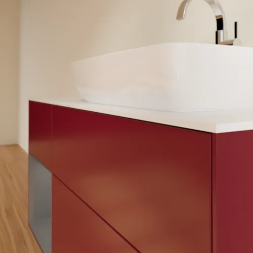 Bild von VILLEROY BOCH Finion Waschbeckenunterschrank, mit Beleuchtung, 3 Auszüge, 1200 x 603 x 501 mm, Peony Matt Lacquer / Anthracite Matt Lacquer / Glass White Matt #F801GKHB