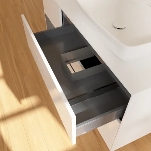 Bild von VILLEROY BOCH Finion Waschbeckenunterschrank, mit Beleuchtung, 3 Auszüge, 1200 x 603 x 501 mm, Glossy White Lacquer / Anthracite Matt Lacquer / Glass White Matt #F801GKGF