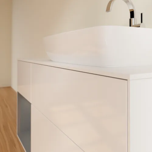 Bild von VILLEROY BOCH Finion Waschbeckenunterschrank, mit Beleuchtung, 3 Auszüge, 1200 x 603 x 501 mm, Glossy White Lacquer / Anthracite Matt Lacquer / Glass White Matt #F801GKGF