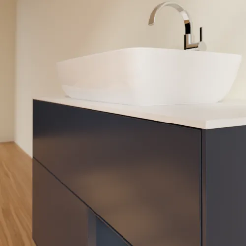 VILLEROY BOCH Finion Waschbeckenunterschrank, mit Beleuchtung, 2 Auszüge, 1000 x 603 x 501 mm, Midnight Blue Matt Lacquer / Midnight Blue Matt Lacquer / Glass White Matt #F781HGHG, Bild 6