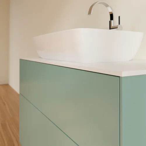 Bild von VILLEROY BOCH Finion Waschbeckenunterschrank, 2 Auszüge, 1000 x 603 x 501 mm, Olive Matt Lacquer / Glass White Matt #F76100GM