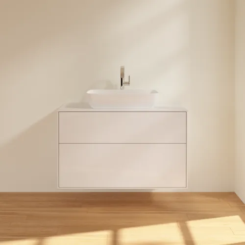 Bild von VILLEROY BOCH Finion Waschbeckenunterschrank, 2 Auszüge, 1000 x 603 x 501 mm, Glossy White Lacquer / Glass White Matt #F76100GF