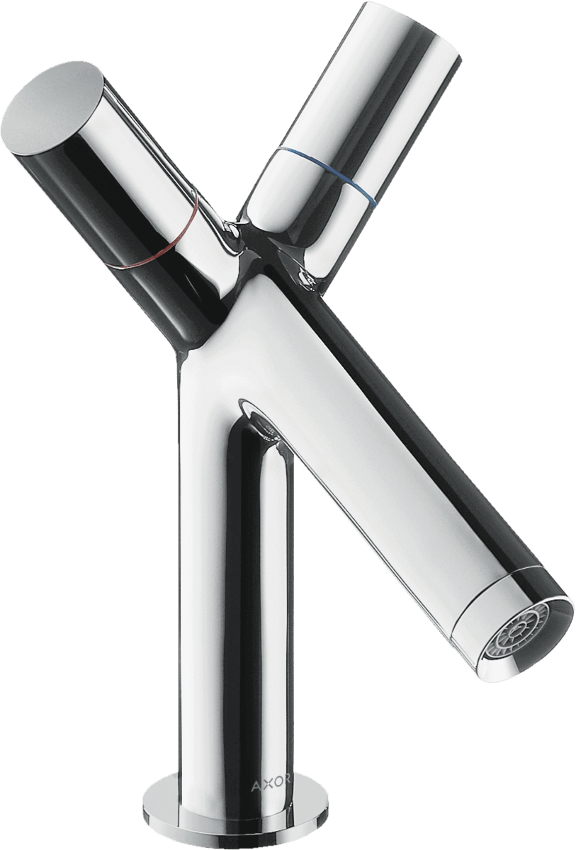 Bild von HANSGROHE AXOR Starck 2-Griff Waschtischarmatur 80 mit Zugstangen-Ablaufgarnitur #10030000 - Chrom