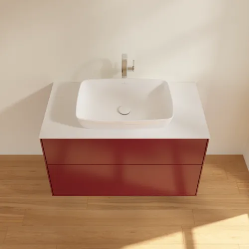 Bild von VILLEROY BOCH Finion Waschbeckenunterschrank, 2 Auszüge, 1000 x 603 x 501 mm, Peony Matt Lacquer / Glass White Matt #F76100HB