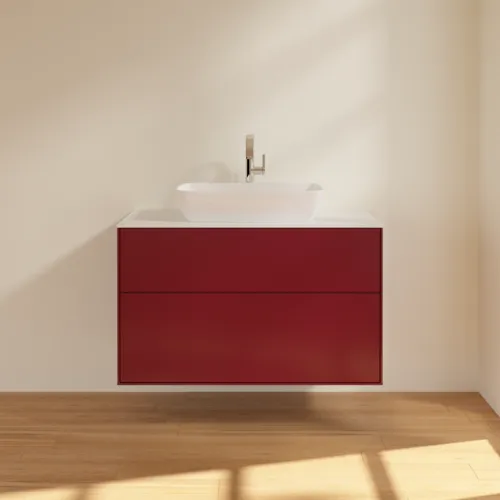 Bild von VILLEROY BOCH Finion Waschbeckenunterschrank, 2 Auszüge, 1000 x 603 x 501 mm, Peony Matt Lacquer / Glass White Matt #F76100HB