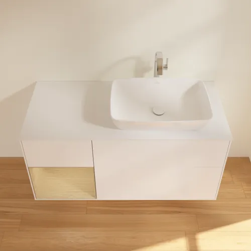 Bild von VILLEROY BOCH Finion Waschbeckenunterschrank, mit Beleuchtung, 3 Auszüge, 1200 x 603 x 501 mm, White Matt Lacquer / Oak Veneer / Glass White Matt #F801PCMT