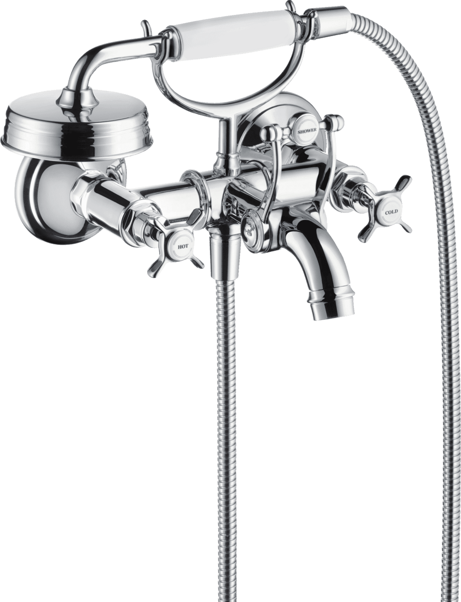 Bild von HANSGROHE AXOR Montreux 2-Griff Wannenarmatur Aufputz mit Kreuzgriffen #16540000 - Chrom