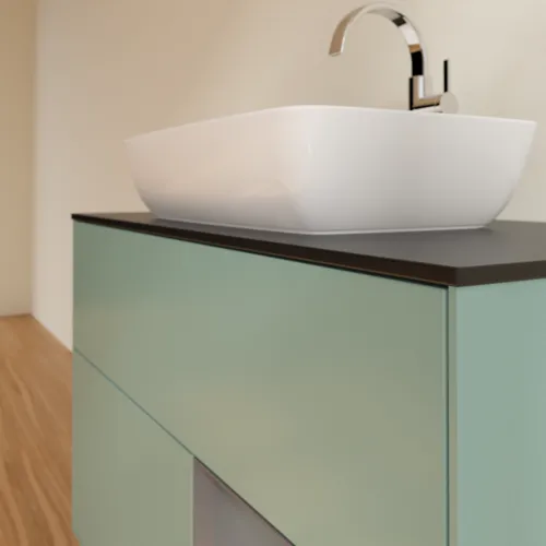 VILLEROY BOCH Finion Waschbeckenunterschrank, mit Beleuchtung, 2 Auszüge, 1000 x 603 x 501 mm, Olive Matt Lacquer / Anthracite Matt Lacquer / Glass Black Matt #F782GKGM, Bild 6