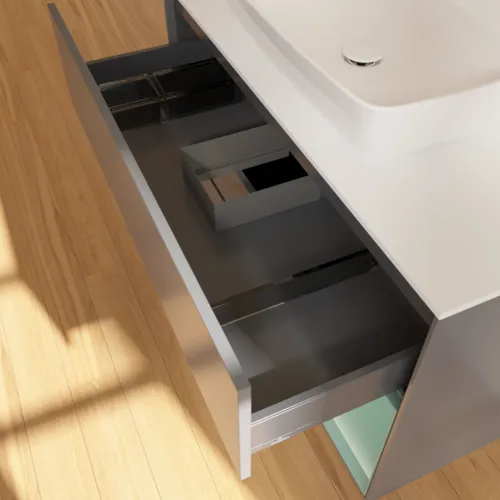 Picture of VILLEROY BOCH Finion Vanity unit, with lighting, 2 pull-out compartments, 1000 x 603 x 501 mm, Anthracite Matt Lacquer / Olive Matt Lacquer / Glass White Matt #F781GMGK