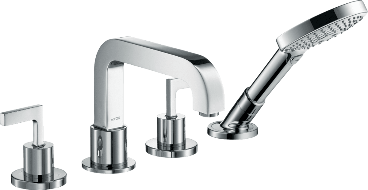 Bild von HANSGROHE AXOR Citterio 4-Loch Fliesenrandarmatur mit Hebelgriffen und Rosetten #39454000 - Chrom