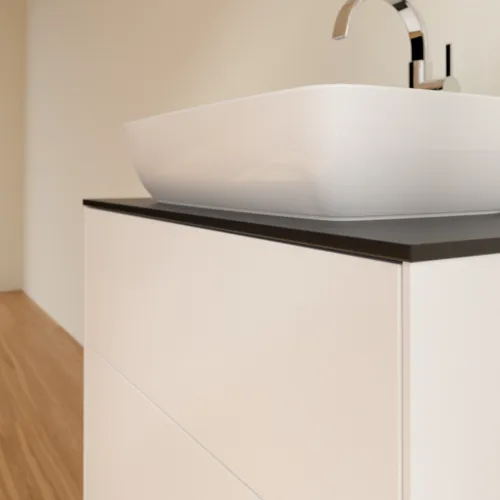 VILLEROY BOCH Finion Waschbeckenunterschrank, 2 Auszüge, 800 x 603 x 501 mm, White Matt Lacquer / Glass Black Matt #F75200MT, Bild 5