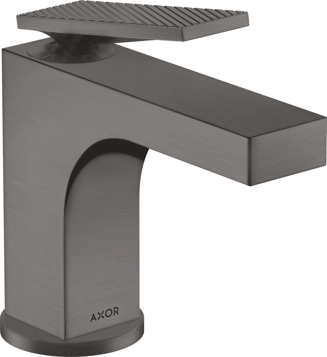 HANSGROHE AXOR Citterio Einhebel-Waschtischmischer 90 mit Hebelgriff für Handwaschbecken mit Zugstangen-Ablaufgarnitur - Rautenschliff #39001340 - Brushed Black Chrome