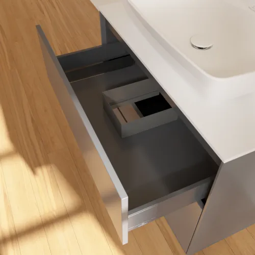Bild von VILLEROY BOCH Finion Waschbeckenunterschrank, 2 Auszüge, 800 x 603 x 501 mm, Anthracite Matt Lacquer / Glass White Matt #F75100GK