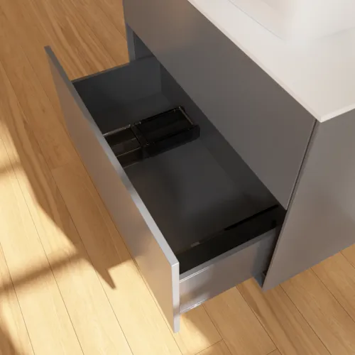 Bild von VILLEROY BOCH Finion Waschbeckenunterschrank, 2 Auszüge, 800 x 603 x 501 mm, Anthracite Matt Lacquer / Glass White Matt #F75100GK