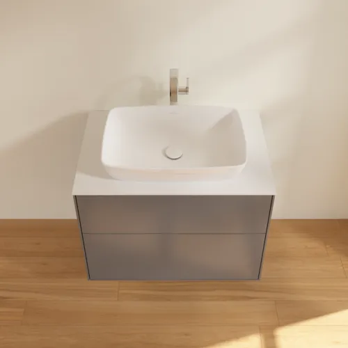 Bild von VILLEROY BOCH Finion Waschbeckenunterschrank, 2 Auszüge, 800 x 603 x 501 mm, Anthracite Matt Lacquer / Glass White Matt #F75100GK