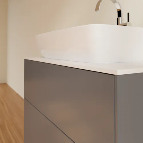 Bild von VILLEROY BOCH Finion Waschbeckenunterschrank, 2 Auszüge, 800 x 603 x 501 mm, Anthracite Matt Lacquer / Glass White Matt #F75100GK