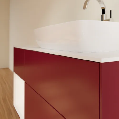 Bild von VILLEROY BOCH Finion Waschbeckenunterschrank, mit Beleuchtung, 3 Auszüge, 1200 x 603 x 501 mm, Peony Matt Lacquer / White Matt Lacquer / Glass White Matt #F801MTHB