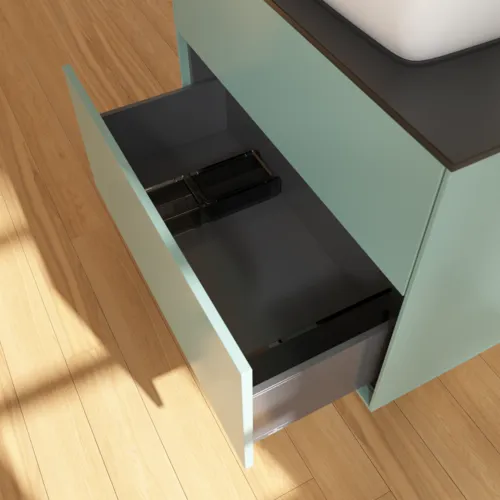 Bild von VILLEROY BOCH Finion Waschbeckenunterschrank, 2 Auszüge, 800 x 603 x 501 mm, Olive Matt Lacquer / Glass Black Matt #F75200GM