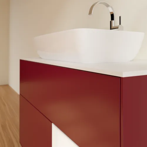 Bild von VILLEROY BOCH Finion Waschbeckenunterschrank, mit Beleuchtung, 2 Auszüge, 1000 x 603 x 501 mm, Peony Matt Lacquer / White Matt Lacquer / Glass White Matt #F781MTHB