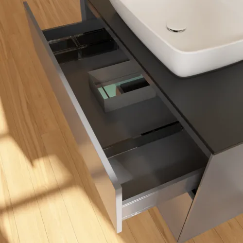 Bild von VILLEROY BOCH Finion Waschbeckenunterschrank, mit Beleuchtung, 2 Auszüge, 1000 x 603 x 501 mm, Anthracite Matt Lacquer / Olive Matt Lacquer / Glass Black Matt #F772GMGK