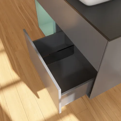 Bild von VILLEROY BOCH Finion Waschbeckenunterschrank, mit Beleuchtung, 2 Auszüge, 1000 x 603 x 501 mm, Anthracite Matt Lacquer / Olive Matt Lacquer / Glass Black Matt #F772GMGK