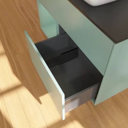 Bild von VILLEROY BOCH Finion Waschbeckenunterschrank, mit Beleuchtung, 2 Auszüge, 1000 x 603 x 501 mm, Olive Matt Lacquer / Olive Matt Lacquer / Glass Black Matt #F772GMGM