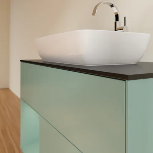 Bild von VILLEROY BOCH Finion Waschbeckenunterschrank, mit Beleuchtung, 2 Auszüge, 1000 x 603 x 501 mm, Olive Matt Lacquer / Olive Matt Lacquer / Glass Black Matt #F772GMGM