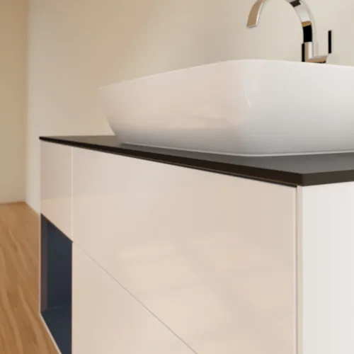 VILLEROY BOCH Finion Waschbeckenunterschrank, mit Beleuchtung, 3 Auszüge, 1200 x 603 x 501 mm, Glossy White Lacquer / Midnight Blue Matt Lacquer / Glass Black Matt #F802HGGF, Bild 5