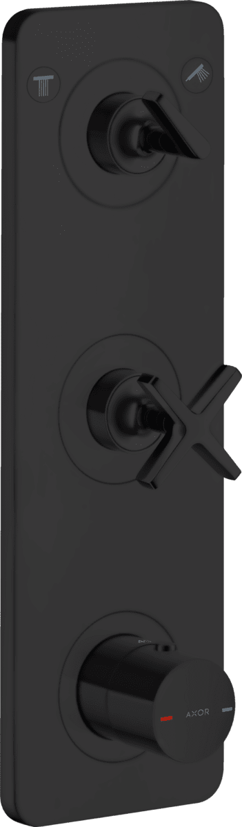 HANSGROHE AXOR Citterio E Termostatik modül 380/120 ankastre montaj için, 2 çıkışlı, plaka ile #36703670 - Satin Siyah resmi
