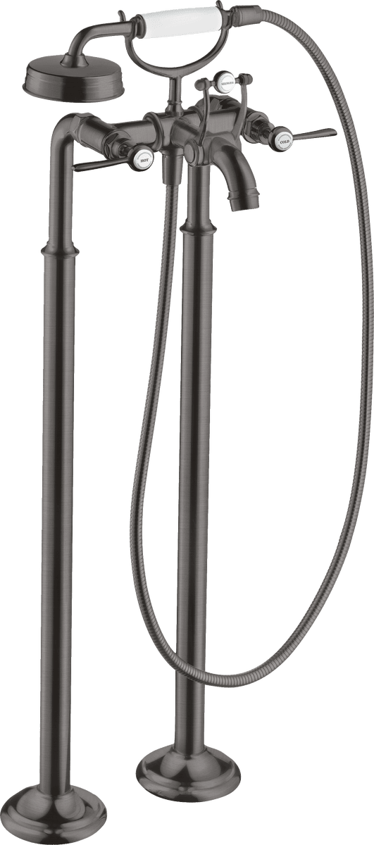 HANSGROHE AXOR Montreux 2-Griff Wannenarmatur bodenstehend mit Hebelgriffen #16553340 - Brushed Black Chrome