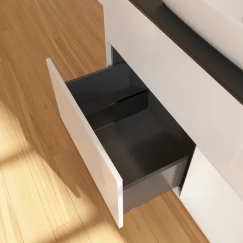 VILLEROY BOCH Finion Waschbeckenunterschrank, mit Beleuchtung, 2 Auszüge, 1000 x 603 x 501 mm, Glossy White Lacquer / Glossy White Lacquer / Glass Black Matt #F782GFGF, Bild 7