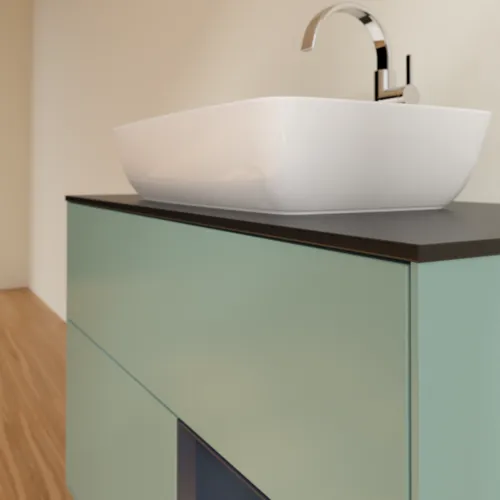 Bild von VILLEROY BOCH Finion Waschbeckenunterschrank, mit Beleuchtung, 2 Auszüge, 1000 x 603 x 501 mm, Olive Matt Lacquer / Midnight Blue Matt Lacquer / Glass Black Matt #F782HGGM