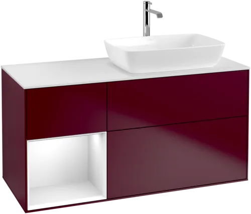 VILLEROY BOCH Finion Vanity unit, with lighting, 3 pull-out compartments, 1200 x 603 x 501 mm, Peony Matt Lacquer / Glossy White Lacquer / Glass White Matt #F801GFHB resmi
