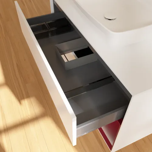 Bild von VILLEROY BOCH Finion Waschbeckenunterschrank, mit Beleuchtung, 2 Auszüge, 1000 x 603 x 501 mm, White Matt Lacquer / Peony Matt Lacquer / Glass White Matt #F781HBMT