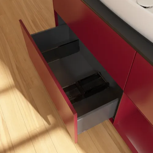 Bild von VILLEROY BOCH Finion Waschbeckenunterschrank, mit Beleuchtung, 3 Auszüge, 1200 x 603 x 501 mm, Peony Matt Lacquer / Peony Matt Lacquer / Glass Black Matt #F832HBHB